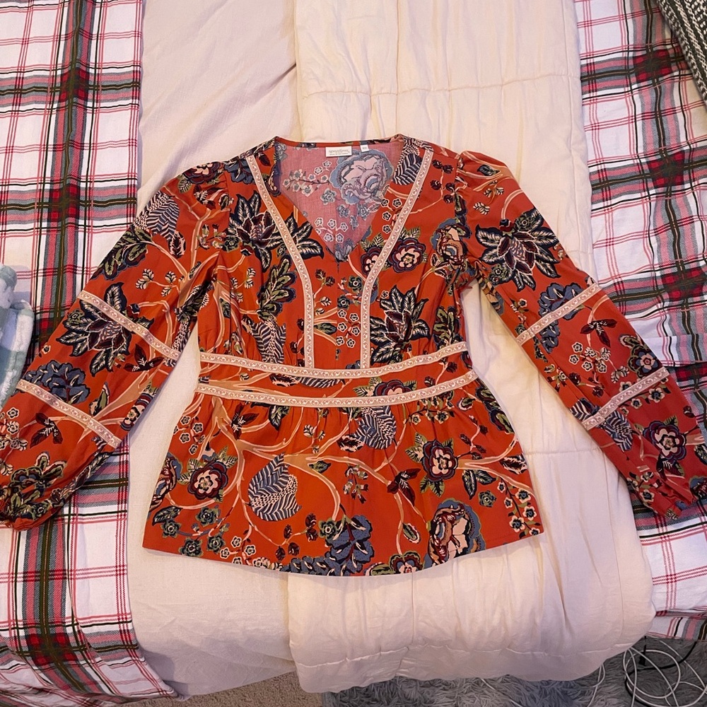 Marcelle Blouse Marsh Boardwalk Tree of Life Tomato